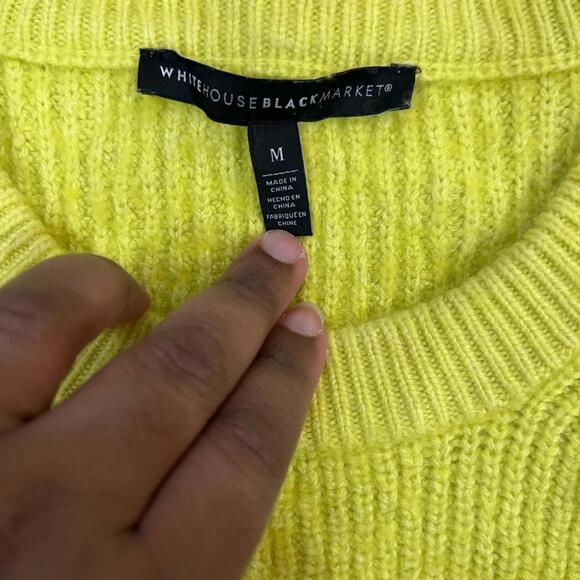 White House Black Market Vibrant Yellow Crew Neck Sweater - Picture 3 of 4